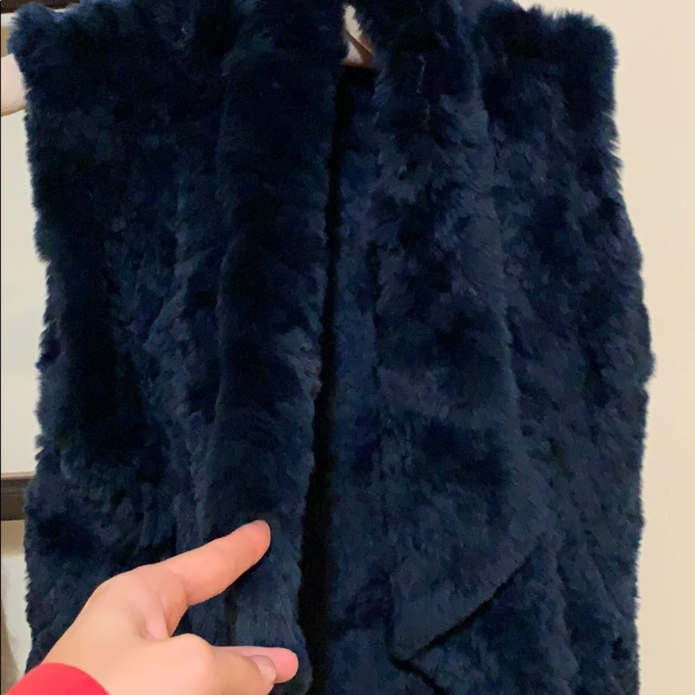 Vince blue rabbit fur vest, XS